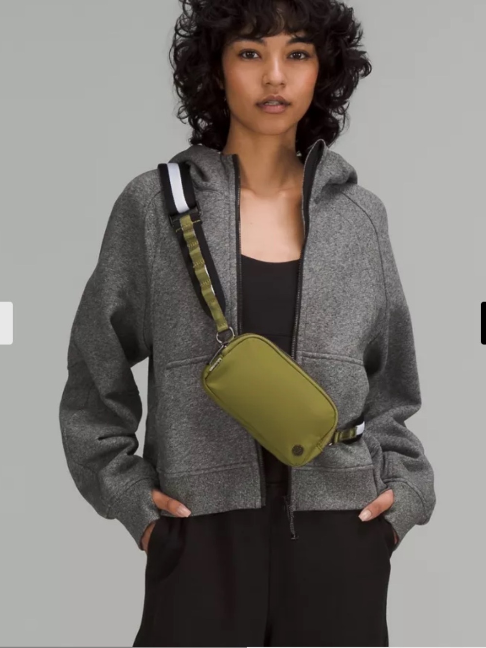 NWOT Lululemon Everywhere Belt Bag- Olive Green with Black and White strap
